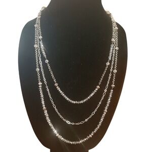 Brighton Silver Tone Multi Strand Layered Necklace‎ Beaded Fashion Jewelry Women